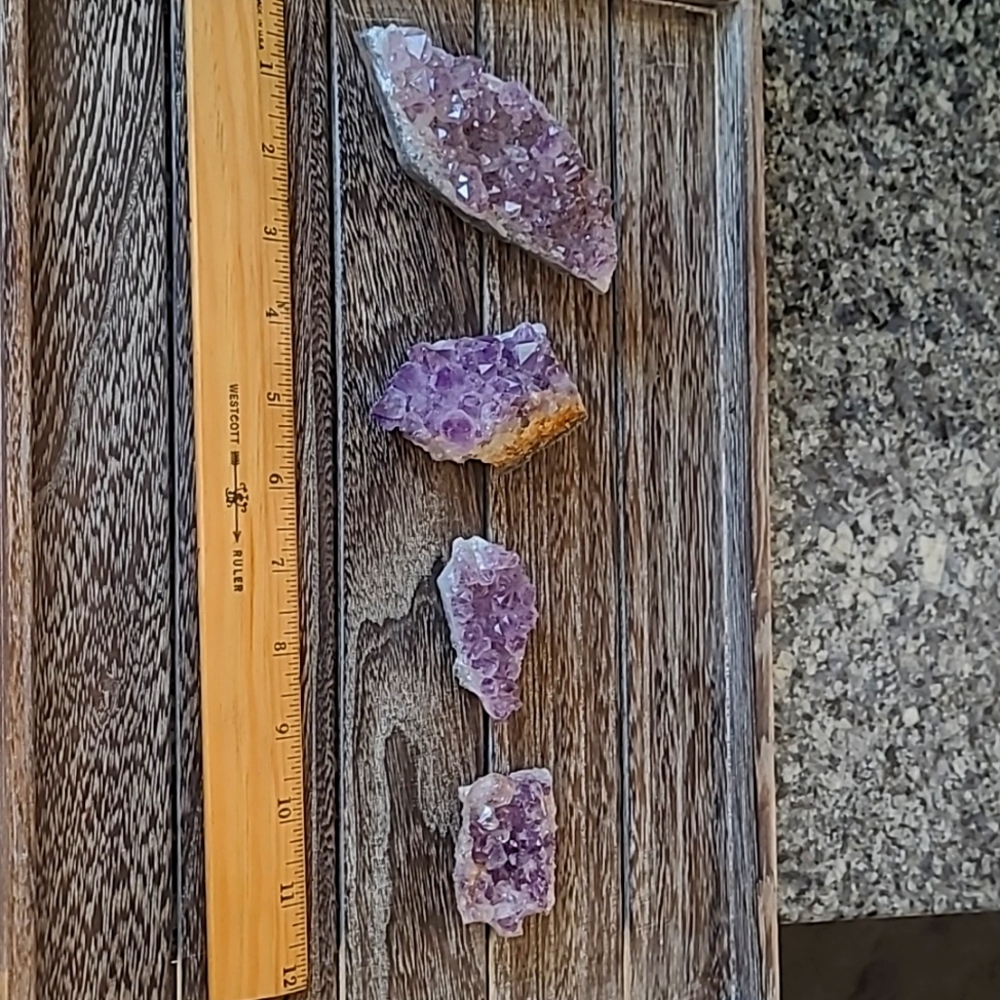Genuine Raw Amethyst specimens 4 pieces various shapes & sizes  home decor